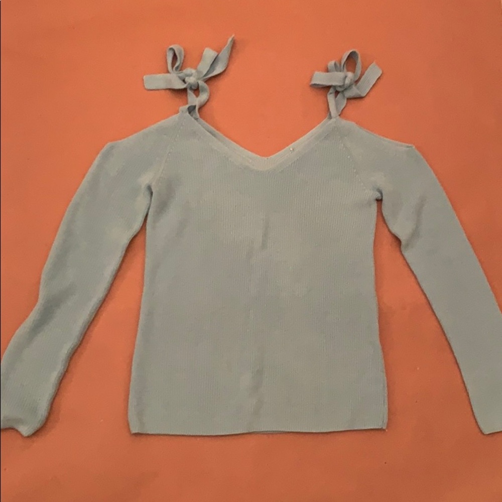 WHBM Baby Blue Cold ShoulderSweater